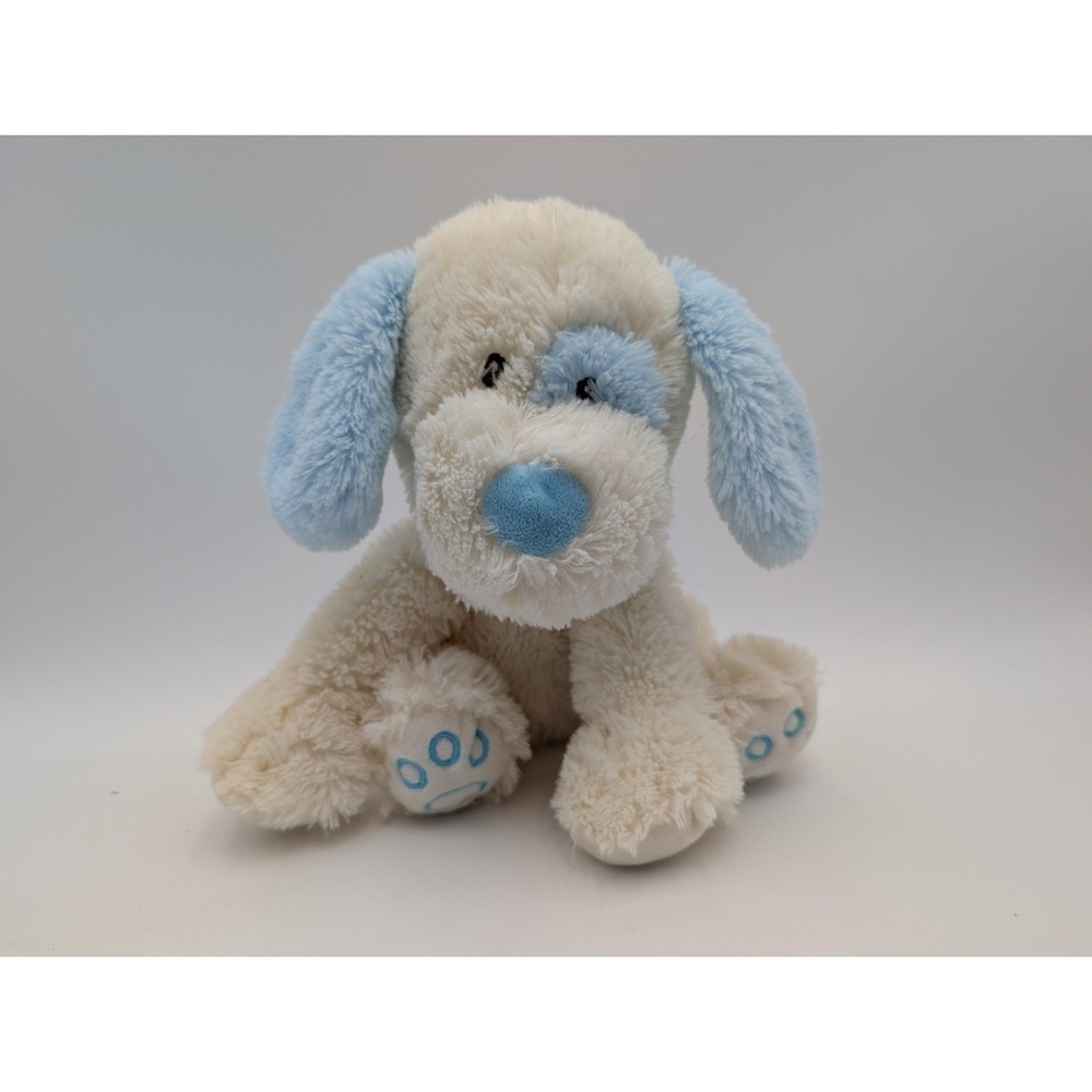 Okie Dokie Cream Blue Dog Plush Puppy 10 Inch Stuffed Animal Toy